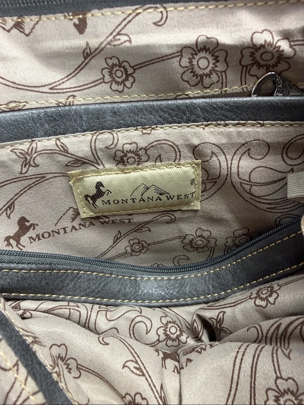 Montana West Gunmetal Croc-Embossed Studded, Concealed Carry Shoulder Bag